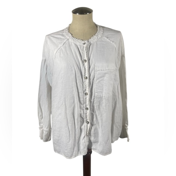 Free People We the Free Made For Sun Linen Cotton Button Down Shirt White XS - Picture 2 of 8